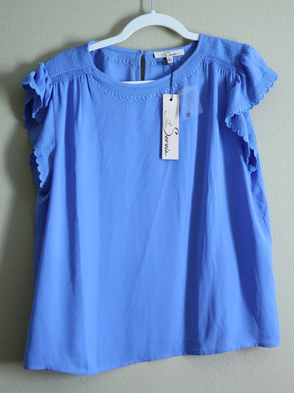 NWT Les Serein Blue Sleeveless Blouse Large Career Casual Top